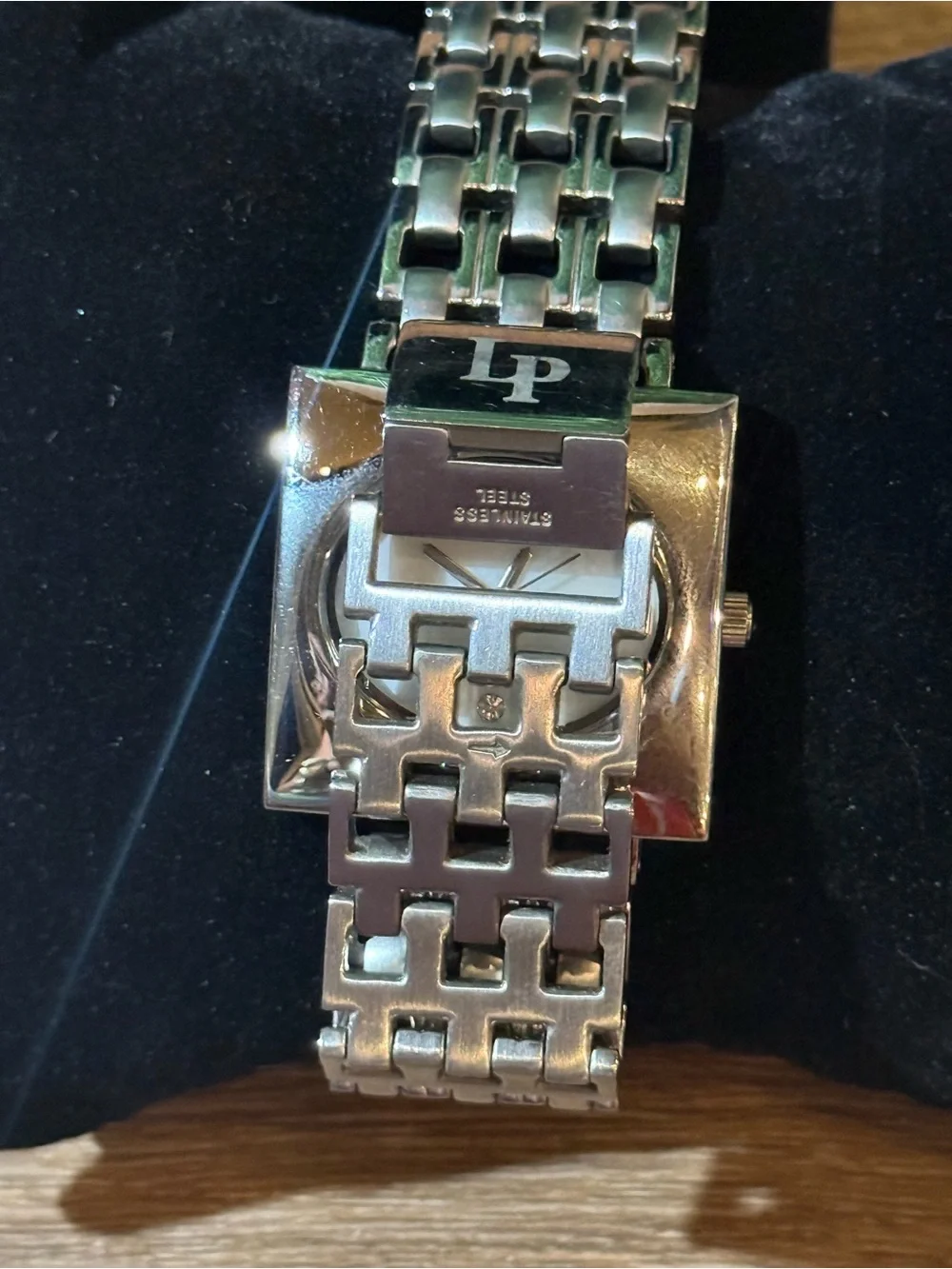 Lucien Piccard Women’s Stainless Steel Mother of Pearl Watch Diamond Accent Box